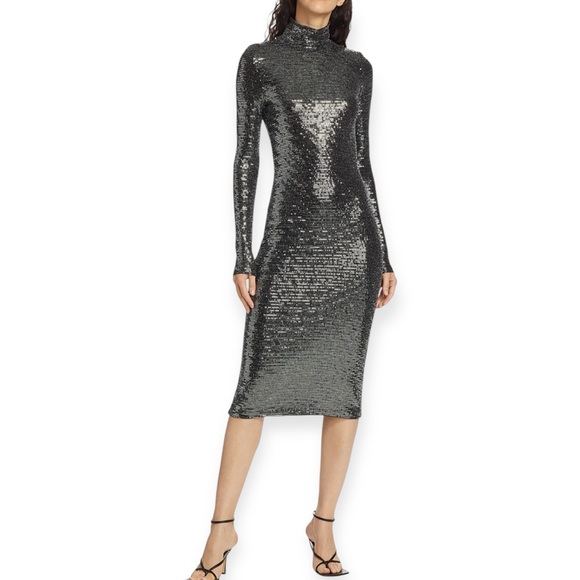 Prabal Gurung Metallic Jersey Midi Dress - Picture 1 of 3